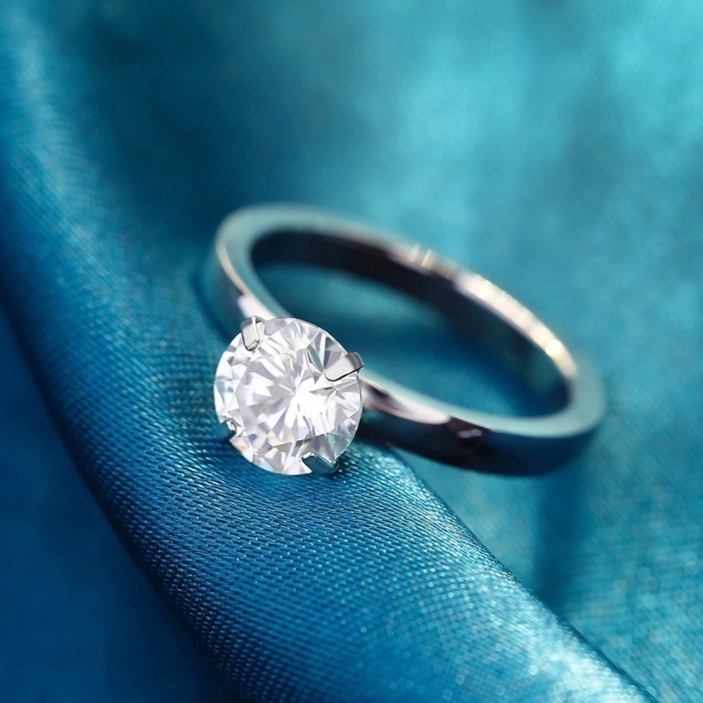 Platinum Plated Engagement Ring w/5 Color 1.5CT Interchangeable Zircon Diamond - Picture 3 of 7